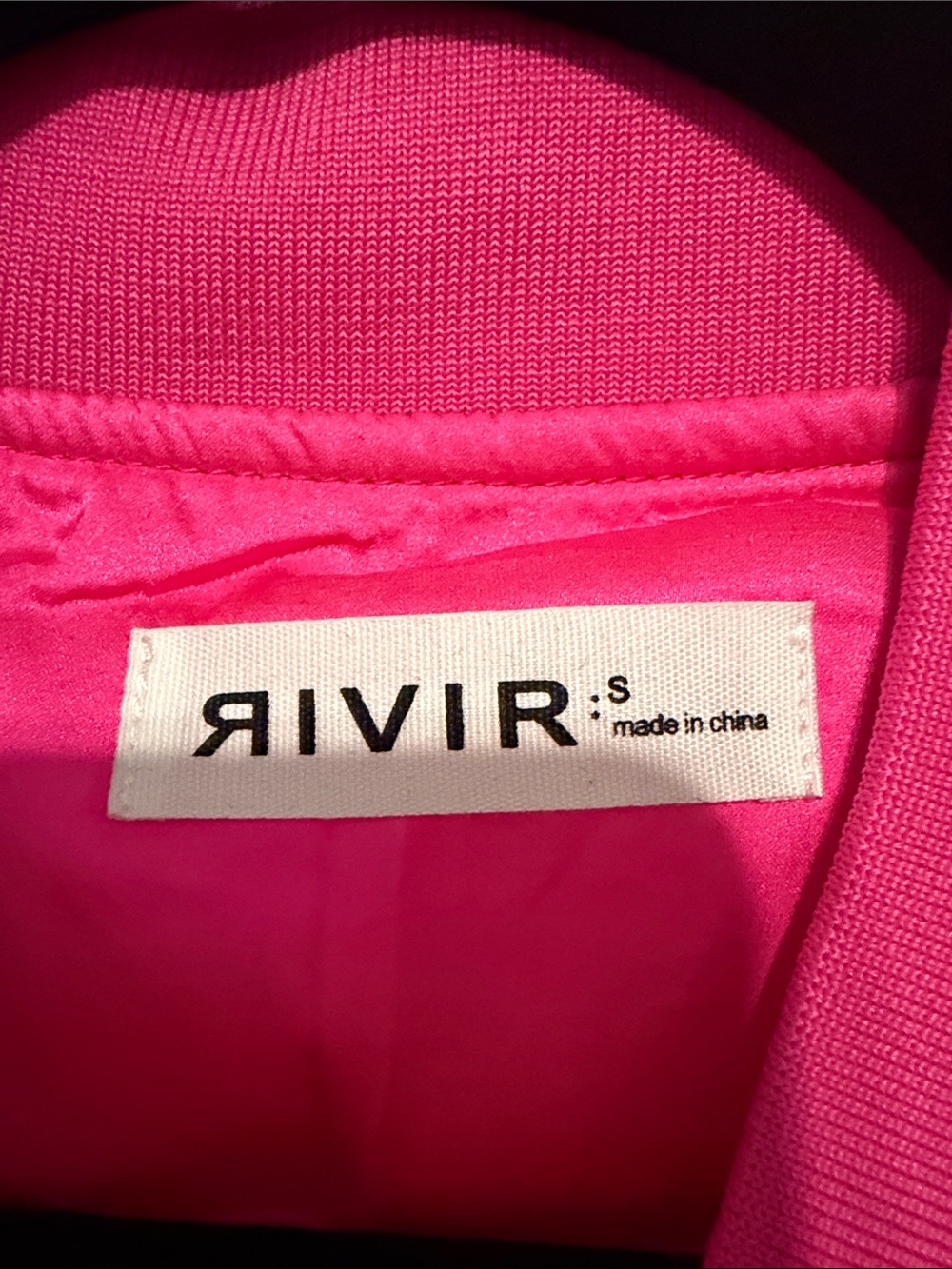 RIVIR Bright Pink Cropped Barbiecore Satin Bomber Jacket size S - Picture 2 of 10